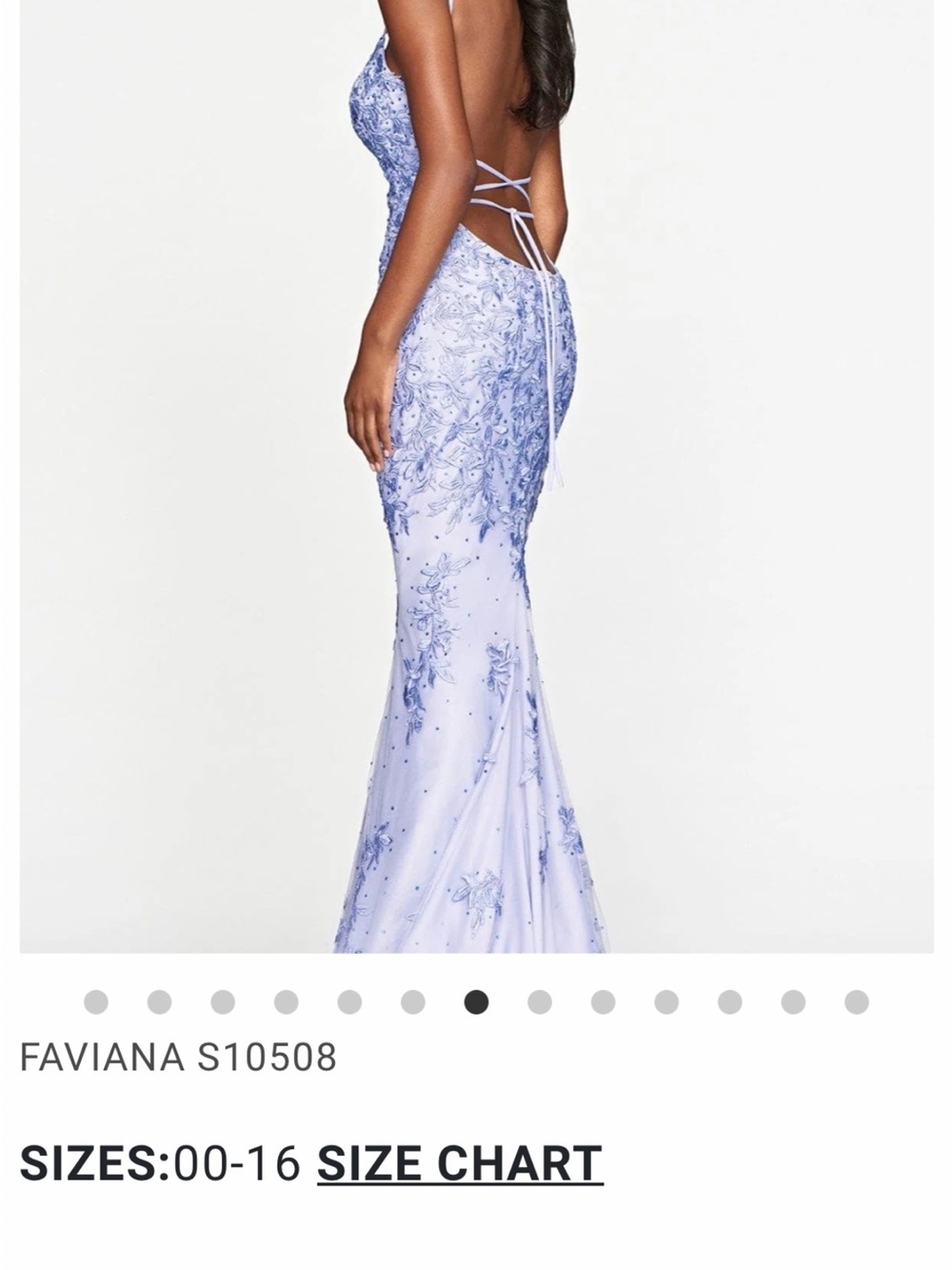Faviana Lavender Lace-Up Backless Mermaid Gown